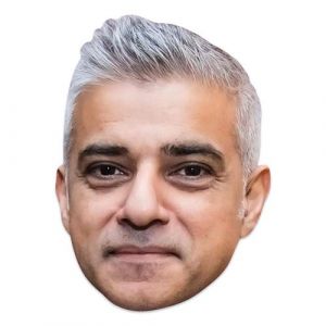 Star Cutouts SM412 Carte imprimée Masque Sadiq Khan Fun Talking Point Fun pour événements et fêtes