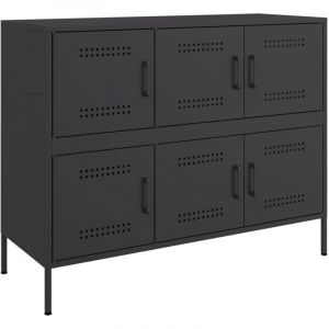 VidaXL Buffet noir 100,5x39x79 cm acier laminé à froid, meuble de rangement, meuble de rangement de cuisine, meuble de rangement de salon