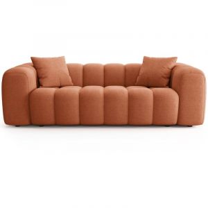 Canap&eacute; droit 3 places en tissu chenille terracotta - Nuvola