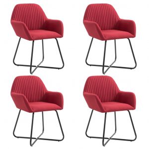 Image de VidaXL Chaises de Salle à Manger Tissu Rouge Bordeaux 4 pcs Wine red