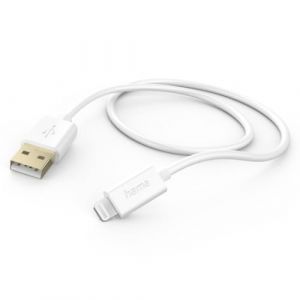 Hama Câble iPhone USB-A Lightning (Câble de charge/transfert de données/Data, USB-A 2.0 mâle vers Lightning, 1.5m, Certifié MFI, 480 MBit/s, iPad/iPhone 13/12/11/XS/XR/X/8/7/7+/6s/6/5/SE2020) Blanc