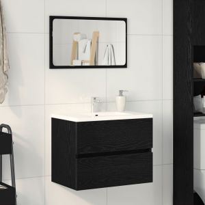 VidaXL Cabinet Lavabo Ch&ecirc;ne Noir 60x38,5x45 Cm Bois D'ing&eacute;nierie