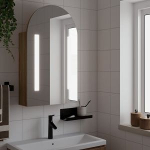 VidaXL Armoire de bain à miroir avec led arquée chêne 42x13x70 cm