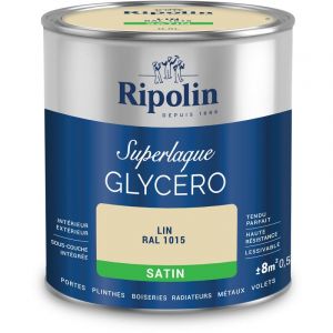 Ripolin Peinture Laque Glycéro Intérieure/Extérieure - Boiseries et Structures Métalliques - Résistance Accrue - Durabilité Remarquable - Lin Ral 1015 - Satin - 0,5L