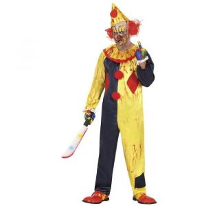 FIESTAS GUIRCA Costume de Clown Tueur Jaune - Déguisement d'Halloween de cirque d'horreur pour homme Taille 52-54 L