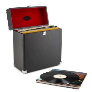 Image de Auna TTS6 Coffret à vinyles style rétro en cuir rangement 30 disques noir