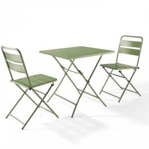 Image de Oviala Ensemble table carrée et 2 chaises pliantes