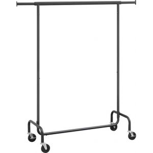 O'DADDY Porte-v&ecirc;tements &agrave; roulettes - Porte-penderie - Tringle de suspension extensible - Design robuste - Stable jusqu'&agrave; 130 kg - M&eacute;tal - Noir