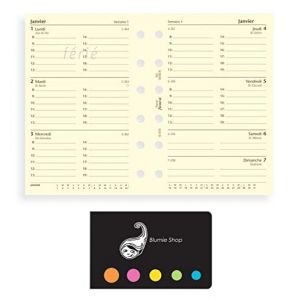Filofax Lot Recharge 2023 Horizontale Français 1 semaine sur 2 pages + Index Adhésif Blumie