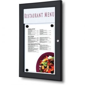 Showdown Displays - Porte-menu mural 1 x A4 noir avec bandeau personnalisable - Noir