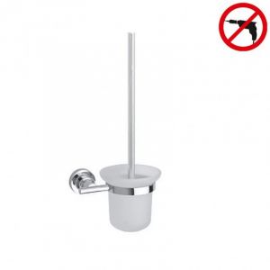 Tesa Luup Brosse WC en verre avec support mural en métal, Chrome, pose facile sans perçage (40289-00000-00)