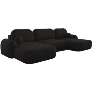 Canapé d'angle panoramique en Tissu Bouclette Morizia style Japandi Noir