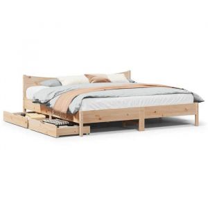 VidaXL Cadre de lit avec tiroirs 180x200 cm bois de pin massif, sommier, cadre de lit double, cadre de lit en bois massif, meuble de chambre à coucher