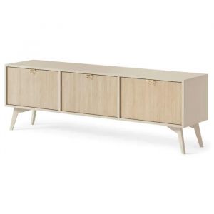 Banc Tv Tofino Tv158 &iquest; Beige Sable / Parquet Scandinave, Largeur 158 Cm, Hauteur 52 Cm, Profondeur 38 Cm