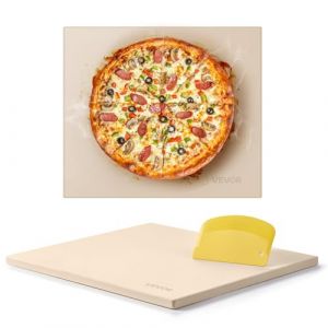 Image de VEVOR Pierre &agrave; pizza rectangulaire en cordi&eacute;rite 40,6 x 35,5 cm, pierre de cuisson extra large avec grattoir en PP, r&eacute;sistante &agrave; la chaleur de 1,5 cm d'&eacute;paisseur, pour four, cuisson du pain, barbecue