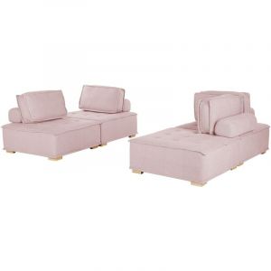 Beliani Ensemble canapés modulables 4 places rose