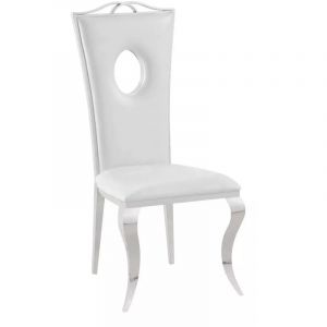 Lot de 4 Chaises baroque royal Chrome Simili Blanc