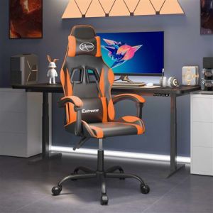 VidaXL Chaise de jeu pivotante Noir et orange Similicuir