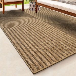 Tapis ext&eacute;rieur design jute intemp&eacute;ries - Nature - 80 x 150 cm