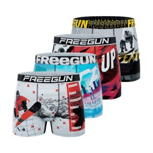 Freegun Boxer Enfant, Caleçon Garçon Sport Extreme, Doux & Respirant (Lot de 4), Bleu Taille 8 ans/10 Ans