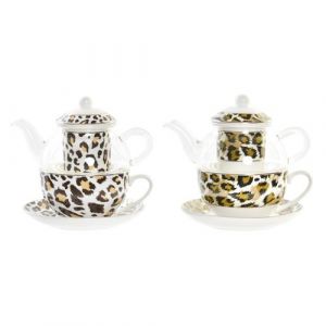 Image de Th&eacute;i&egrave;re l&eacute;opard verre porcelaine DKD Home Decor (x2)