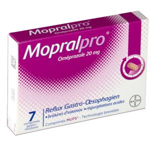 Bayer Mopralpro Om&eacute;prazole 20 mg - (Boite de 7 comprim&eacute;s)