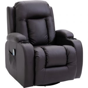 Image de Homcom Fauteuil de massage et relaxation électrique chauffant inclinable repose-pied télécommande chocolat 90x93x103cm Marron