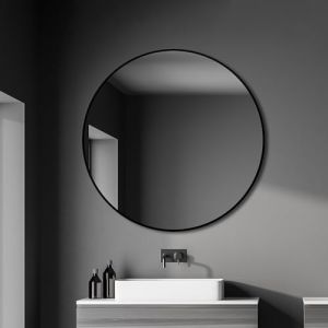 Talos Miroir Mural décoratif Noir Mat Ø 100 cm 50274
