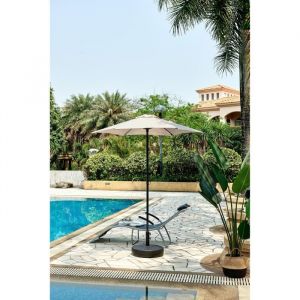 Image de Parasol droit 1 m 8 - Acier toile 160 g/m - 6 baleines acier - Beige