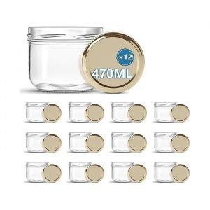 Lot De 12 Bocaux En Verre-Terrine 470 Ml -Avec Les Couvercles-Fabrication Fran&ccedil;aise