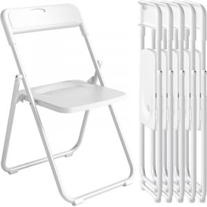 Homcom Lot de 6 chaises pliantes - dossier incurv&eacute;, assise concave - plastique et acier - 48,5 x 47 x 75 cm - blanc