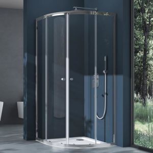 Cabine de Douche avec Portes Coulissantes Pare-Douche en Quart de Cercle Verre Transparent esg Ravenna32K 90x90x190cm avec Bac à Douche - Transparent