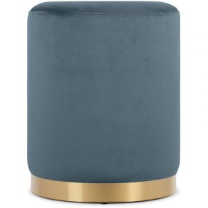 Pouf charlotte i Velours bleu céladon et Métal Doré