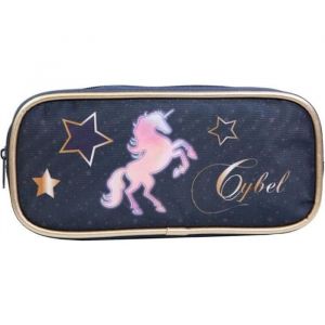 Trousse scolaire rectangulaire Cybel Cheval Licorne Bleue Bagtrotter