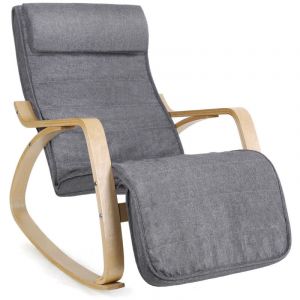Image de Fauteuil max standard en Tissu Gris &agrave; bascule ergonomique 73x55x48 avec repose-pieds