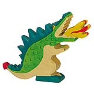 Image de Holztiger Figurine Dragon vert en bois