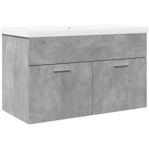 VidaXL Armoire lavabo de salle de bain avec bassin int&eacute;gr&eacute; gris b&eacute;ton, placard lavabo de salle de bain, meuble de salle de bain, meuble de rangement sous lavabo