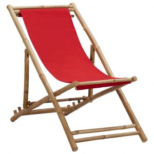 Image de VidaXL Chaise de terrasse Bambou et toile Rouge