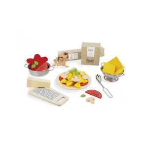 Jeu set de pates pasta et ustensiles cuisine - aliments feutrine et bois dinette - set jouet imitation enfant + carte