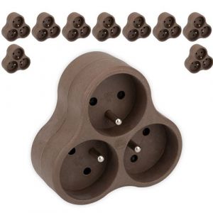 Zenitech Lot de 10 triplites recycl&eacute;es bioplastique - 3x16A - Taupe