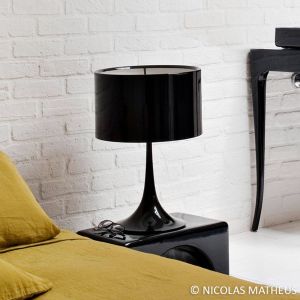 Flos Lampe de table Spun Light T1 H 57 cm noir en m&eacute;tal