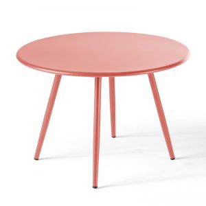 Oviala Table basse ronde en m&eacute;tal argile 40 cm - Palavas - Rose