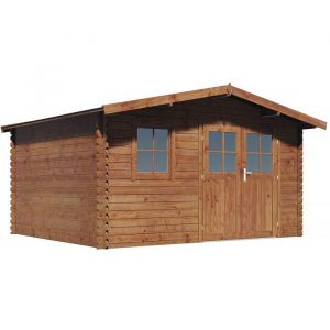 Habitat et Jardin Abri de jardin en bois trait&eacute; marron autoclave "Valmont" - 14 m&sup2; -28 mm