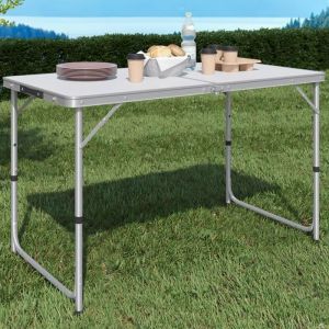 Idmarket Table de camping pliante r&eacute;glable en hauteur 120 cm