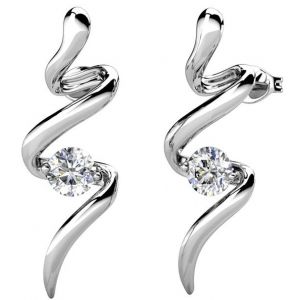 Yolora Boucles d'oreilles pour dames avec cristaux Kalpa Camaka - Couleur argentée - Plaqué or blanc 18K - Boucles d'oreilles