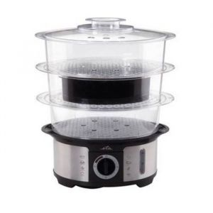 Cuiseur vapeur - Eta - Steampot - 3 paniers - 1,5 L - 1000 W - Noir, Argent