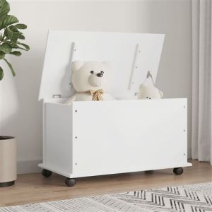 VidaXL Coffre de rangement et roulettes ALTA blanc bois massif de pin