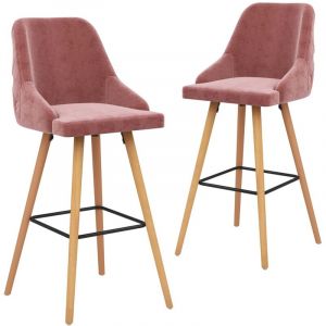 VidaXL Chaises de Bar Velours 2 pcs Rose