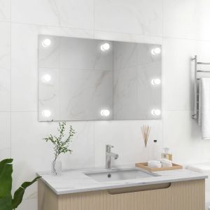 VidaXL Miroir Mural Verre Rectangulaire sans Cadre avec Lampes LED - Argent