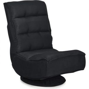 Chaise Relax GIANTEX Pliable et Réglable Noir en 5 Positions Pivotant 360 Degrés Rembourrée Confortable Idéale pour Lire, Regarder la TV